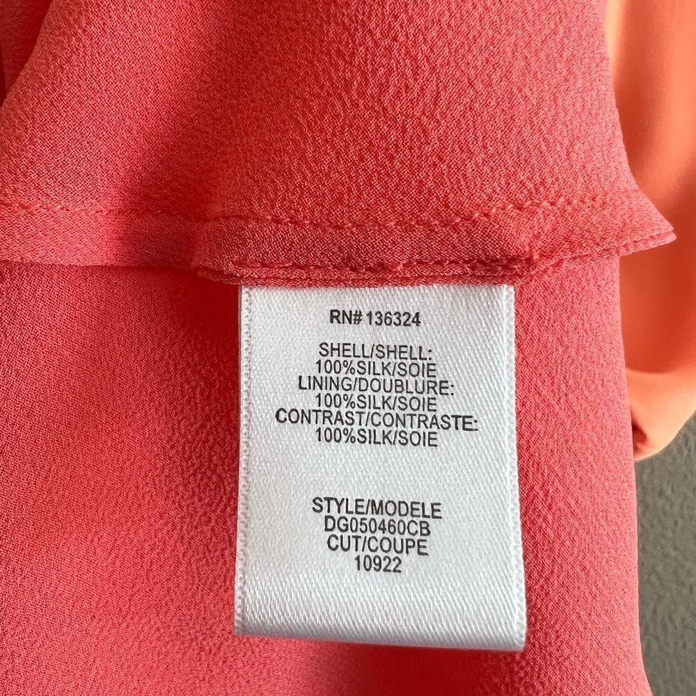Halston Heritage 100% Silk Tie-Shoulder Colorblock Dress - Picture 10 of 10